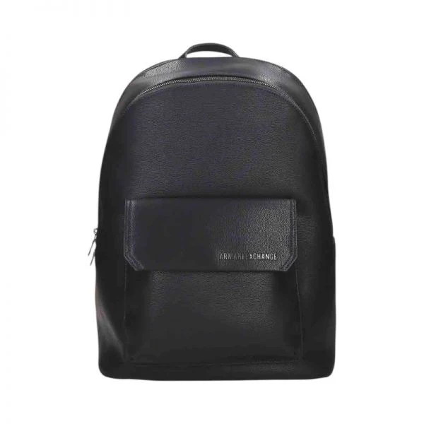 Armani Exchange zaino blu navy uomo effetto lucido con tasca frontale