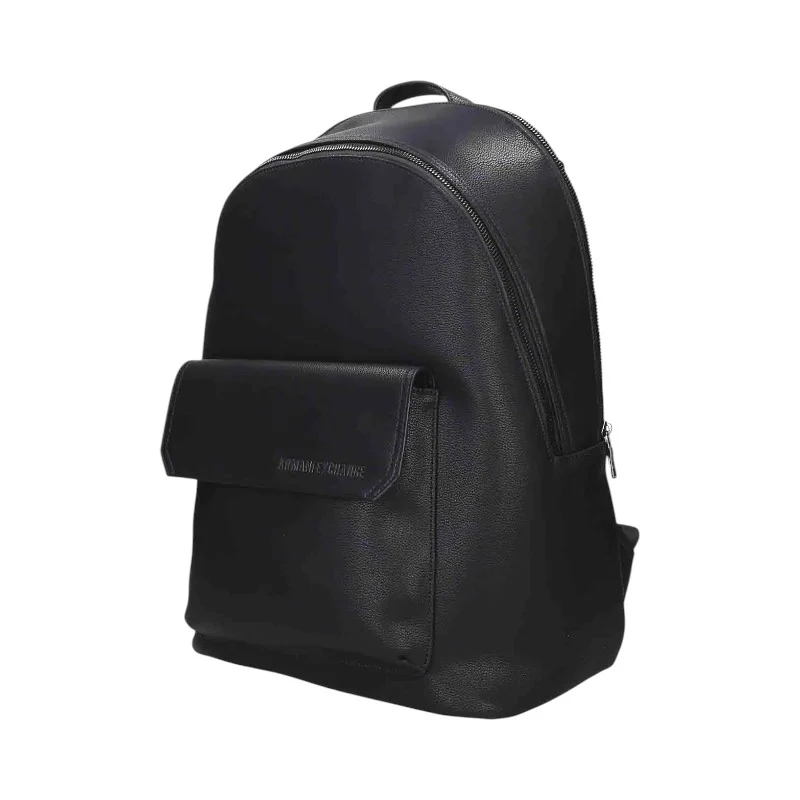 Armani Exchange zaino blu navy uomo effetto lucido con tasca frontale - immagine 3