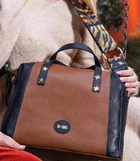 Bauletto in pelle bicolor MBRC - immagine 3