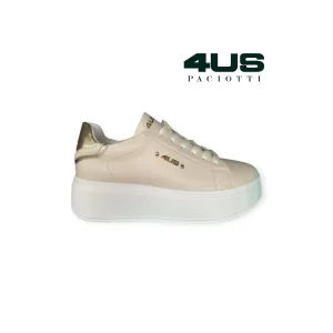 PACIOTTI SNEAKERS ALTA BEIGE CON LOGO IN ORO