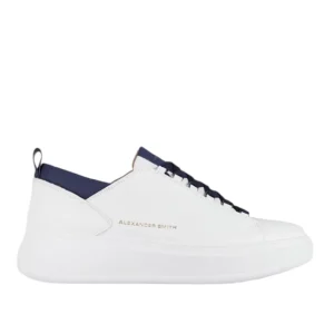 Alexander Smith Wembley sneakers uomo in pelle bianca con inserti blu