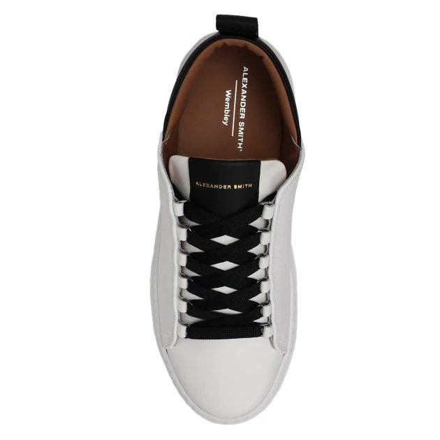 Alexander Smith Wembley sneakers uomo in pelle bianca con inserti neri - immagine 4