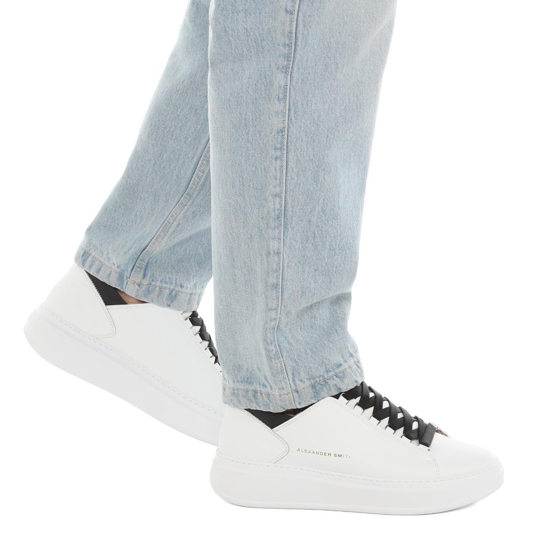 Alexander Smith Wembley sneakers uomo in pelle bianca con inserti neri - immagine 5