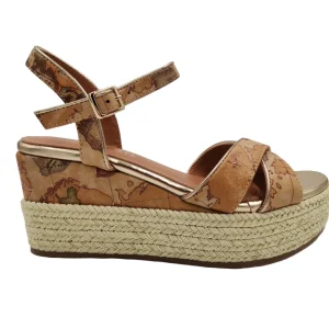 zeppa Alviero Martini 1^ Classe Donna Wedge Sandal geo classic/ oro