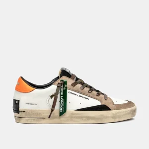 CRIME LONDON sneakers uomo sk8 deluxe burnt camo bianche/beige