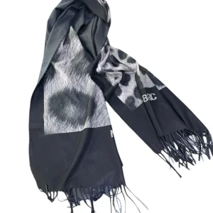 MBRC Foulard donna stampa animalier nero e grigio
