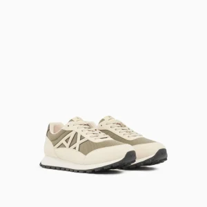 Armani Exchange Sneakers uomo beige logo bianco