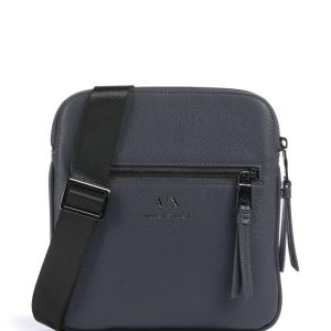 Armani Exchange tracolla flat semi-rigida blu ebony con tasca esterna