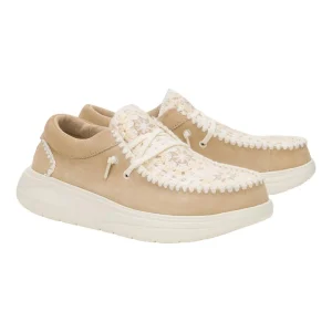 HEYDUDE Wendy comf suede crochet uncinetto fiori beige