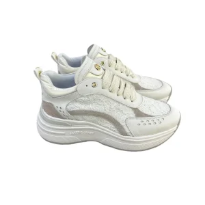 Janet&Janet Sneakers bianche in pelle con pizzo