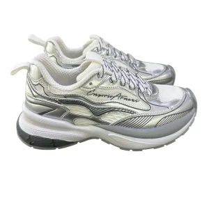 Emporio Armani Sneakers in mesh co dettagli laminati e logo signature