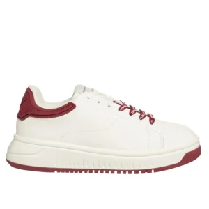 Emporio Armani Sneakers in pelle bianche con retro in gomma rosso