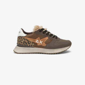 Sun68 Sneakers donna Stargirl Animalier pelliccetta in nylon e suede