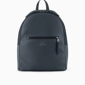 Armani Exchange Zaino blu ebony semi-rigido con tasca esterna