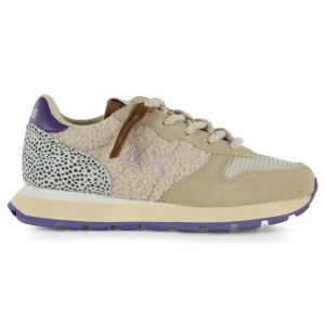 Sun68 Sneakers donna Ally Winter in suede e teddy bianco panna