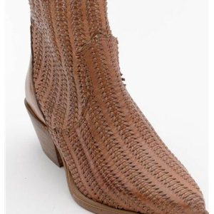 Metisse stivali tronchetti texani in pelle intrecciati