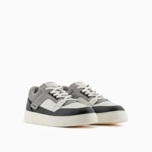 Emporio Armani Sneakers in pelle e mesh con dettagli a contrasto