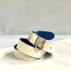 Cintura double face bianco/blu-TOSCA BLU