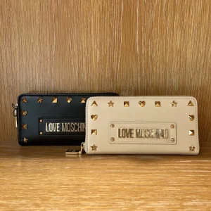 Portafoglio grande borchie-LOVE MOSCHINO