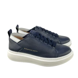 Alexander Smith sneakers uomo Wembley deconstructed in pelle blu martellata