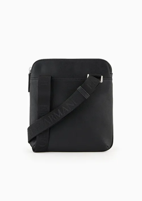 Emporio Armani Tracolla piatta in pelle saffiano placchetta aquila ASV - immagine 4