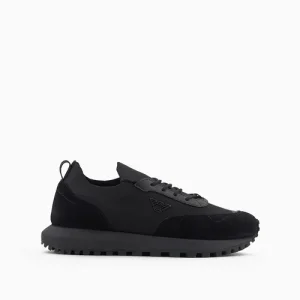 Emporio Armani Sneakers in maglia con dettagli suede nero