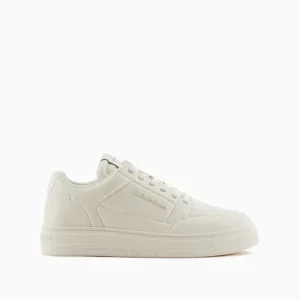 Emporio Armani Sneakers in pelle con dettagli termoformati bianco