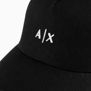Armani Exchange Cappello con visiera e logo ricamato nero