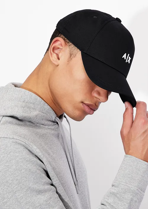 Armani Exchange Cappello con visiera e logo ricamato nero - immagine 4