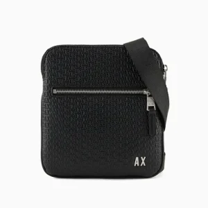 Armani Exchange Tracolla scritta in rilievo nero