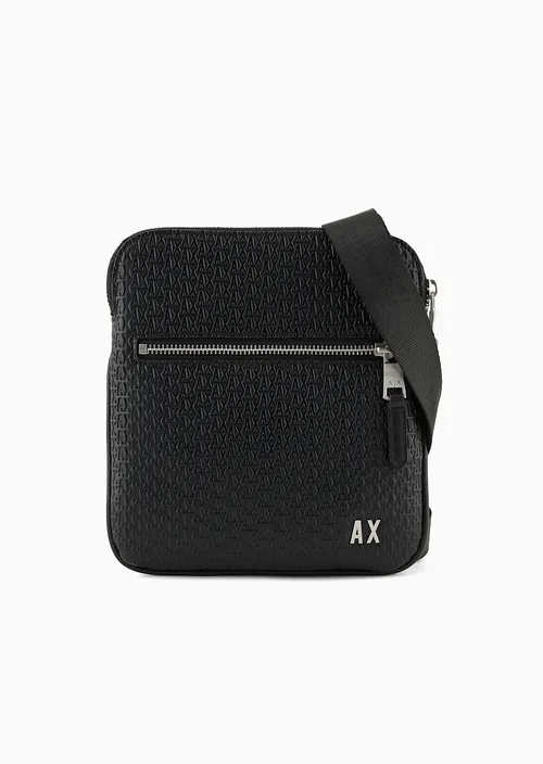 Armani Exchange Tracolla scritta in rilievo nero